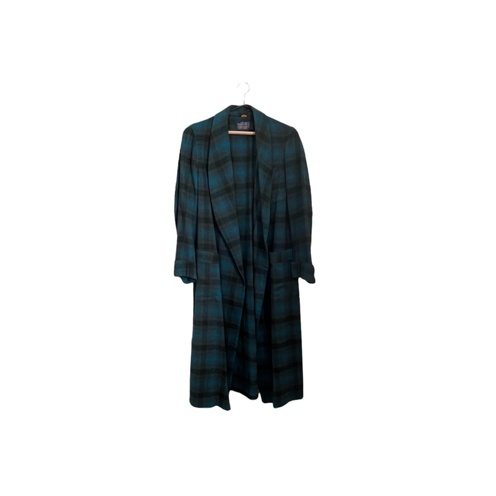 Pendleton 100% Virgin Wool Green Plaid Robe Size Small